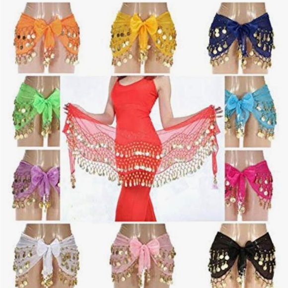 Gypsy Coin Head Scarf Belly Dancer Coin Hip Scarf Halloween - Picture 4 of 4